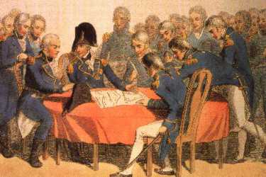 Nelson briefs his officers before the Battle of Trafalgar 21st October 1805 